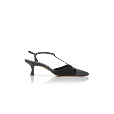 MANOLO BLAHNIK TURGIMOD BLACK NAPPA LEATHER T-BAR PUMPS 124-2714-0004